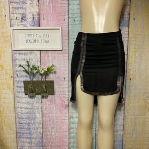 beaded black high low 20s Inspired Mid Rise Skirt